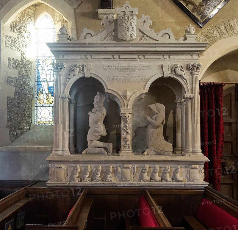 Memorial monument Sir Thomas Wroughton, church of Saint Peter Ad Vincula, Broad Hinton, Wiltshire, England, UK