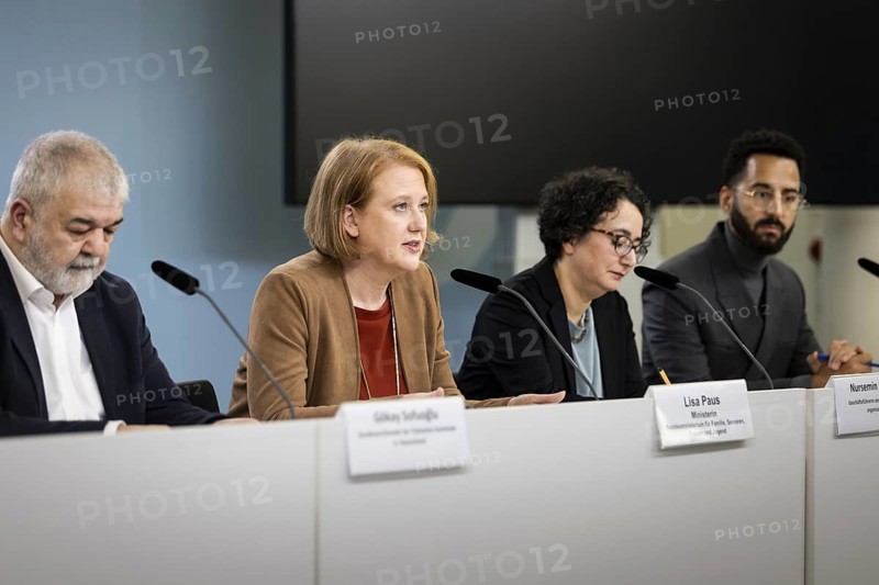Lisa Paus (Alliance 90/The Greens), Federal Minister for Family Affairs, Senior Citizens, Women and Youth, photographed during a press conference at the BMFSFJ in Berlin, 15.02.2024. Photographed on behalf of the Federal Ministry for Family Affairs