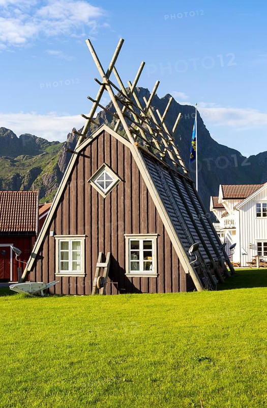Traditional building style at Scandic Hotel, Svolvaer, Lofoten Islands, Nordland, Norway, Europe