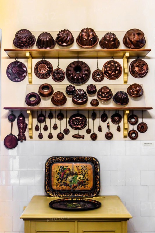 Baking moulds, kitchen, Civico Museo Sartorio with original 19th century living rooms of the family and museum gallery, Trieste, harbour town on the Adriatic, Friuli, Italy, Trieste, Friuli, Italy, Europe