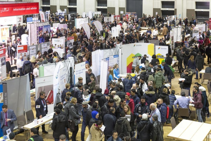 Job fair for refugees. Over 3, 500 job-seeking refugees registered to find out about job profiles and training from 210 exhibiting employers and educational initiatives, Berlin, 29 February 2016