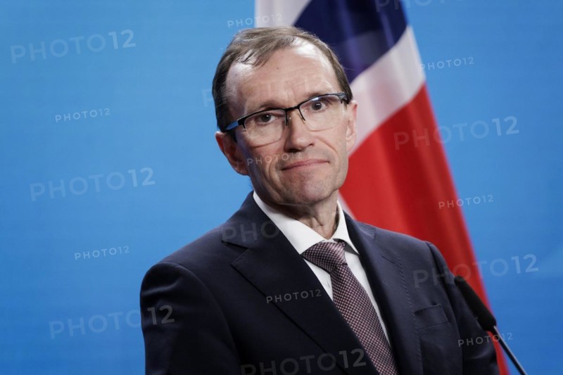 Espen Barth Eide, Minister of Foreign Affairs of the Kingdom of Norway, and Annalena Bärbock (Alliance 90/The Greens) (not in the picture), Federal Minister for Foreign Affairs, at a joint press conference in Berlin, 14 March 2024. Photographed on behalf of the Federal Foreign Office