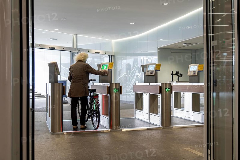 New bicycle car park at Amsterdam Central Station, IJboulevard, space for around 4000 bicycles, digitally monitored, single exit, underground, direct connection to the station, built into the water of the IJ, at the back of the station, Netherlands