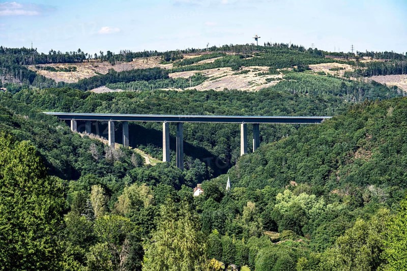 A45 motorway, the Rahmede viaduct, which is totally closed due to massive damage to the supporting structure and is being blown up and rebuilt, Lüdenscheid, North Rhine-Westphalia, Germany, Europe