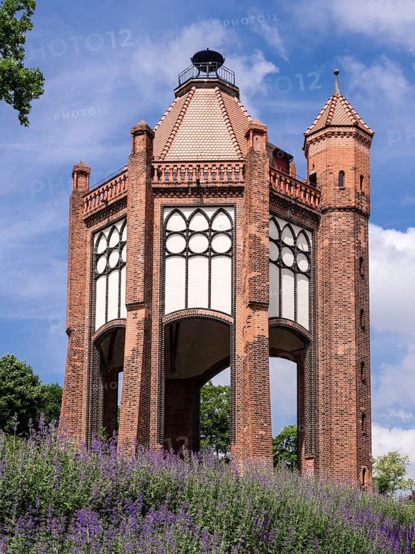 Park Weinbergpark, village Rathenow, tower Bismarckturm, Rathenow, Brandenburg, Germany, Europe