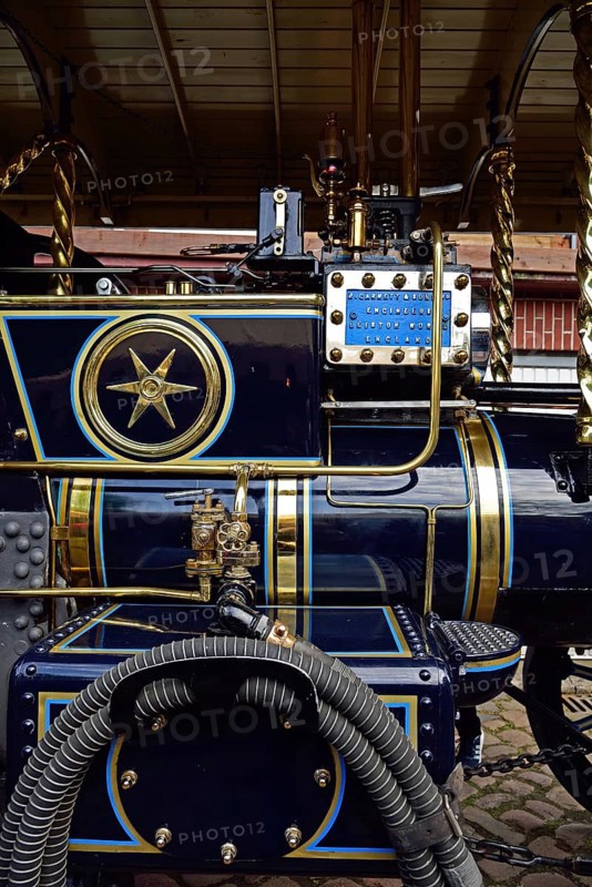 Europe, Germany, Lower Saxony, Hamburg Metropolitan Region, Hanseatic City of Buxtehude, Steampunk Festival, elements of steampunk are steam- and cogwheel-driven mechanics, Victorian style of dress, steam locomotive by R. Carrett & Son Ltd, Leiston Works, England, Hamburg, Hamburg, Federal Republic of Germany, Europe