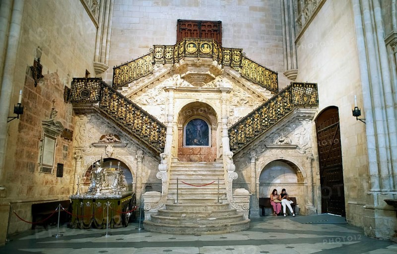 Escalera Dorada or Golden Staircase in the Cathedral of Santa Maria of Burgos, Renaissance staircase, historic centre, province of Burgos, Castile and Leon, Spain, Europe