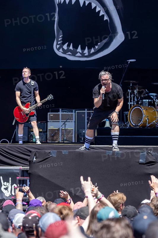 Adenau, Germany, 9 June 2024: H-Blockx (Tim Tinte Humpe, guitarist, Henning Wehland, vocals) play at Rock am Ring. The festival takes place at the Nürburgring race track near the town of Adenau from 7 - 9 June 2024, Europe