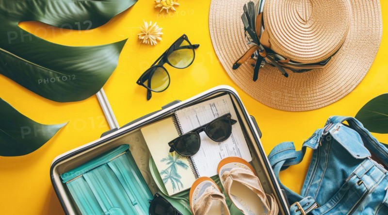 Going on beach vacation and making holiday plans, packing and purchasing tickets for dream vacation, AI generated