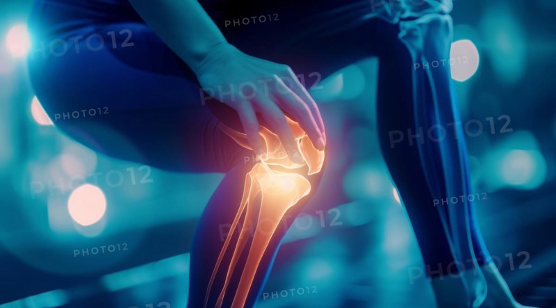 Knee pain and joint inflammation, rheumatism and osteoarthritis concept, AI generated