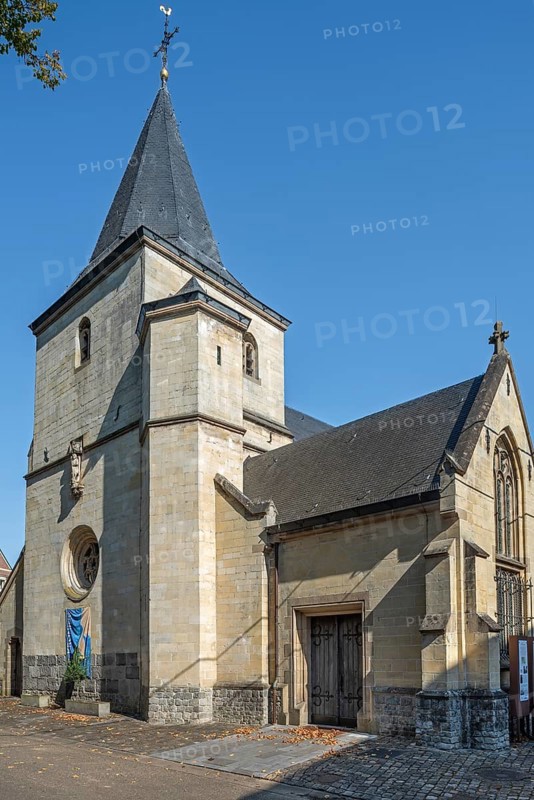15th century Mosan Gothic Sint-Stefanuskerk, St. Stephen's Church in the village 's Herenelderen, Tongeren, province of Limburg, Flanders, Belgium, Europe