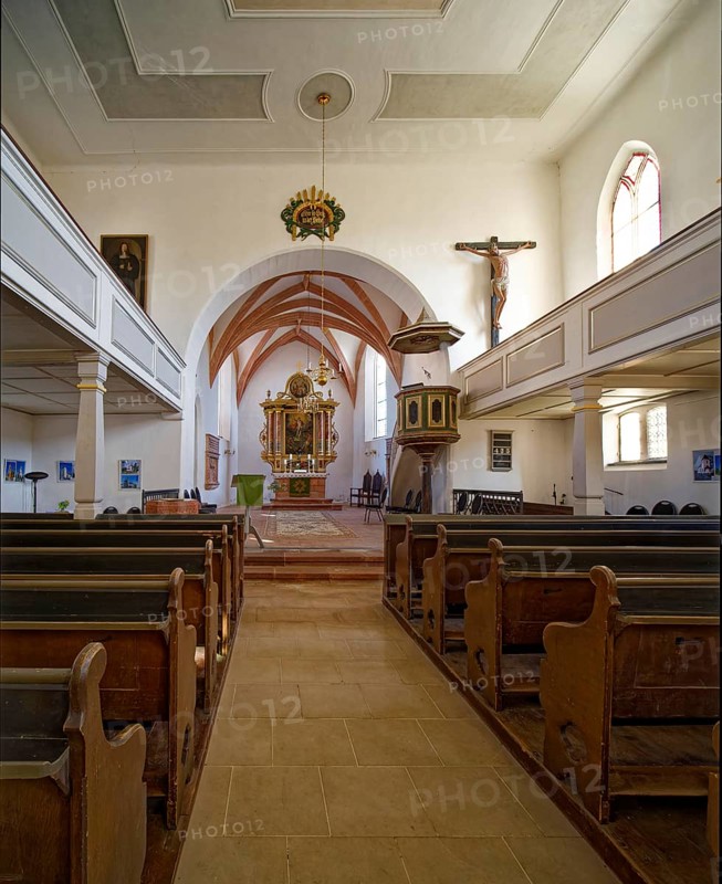 Town church of St. Ägidien also known as St. Egidien, interior view, Colditz, Saxony, Germany, Europe