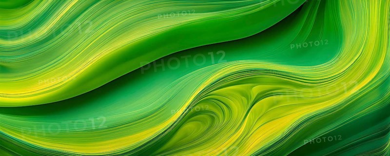 Abstract swirled pattern intertwining gradients of vibrant green and yellow colors, AI generated