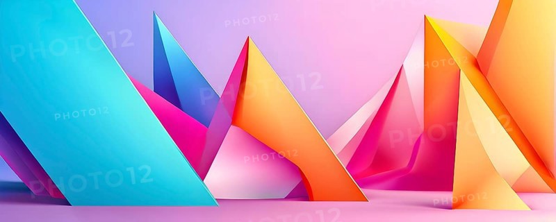 Modern abstract cover template with vibrant perspective 3d geometric prism shapes, AI generated