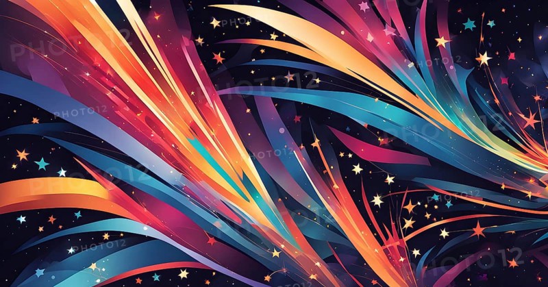 Wallpaper illustration of an explosion of vibrant fireworks colors in a night sky, symbol for happy new year, AI generated