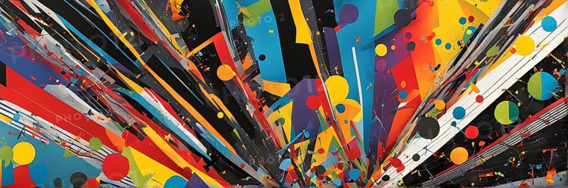 Pop art styled music album illustration featuring abstract crayon patterns and erratic lines in random shapes, AI generated