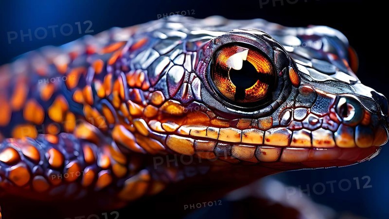 Close up on the wrinkled skin of a salamander with intricate patterns and vibrant hues, AI generated