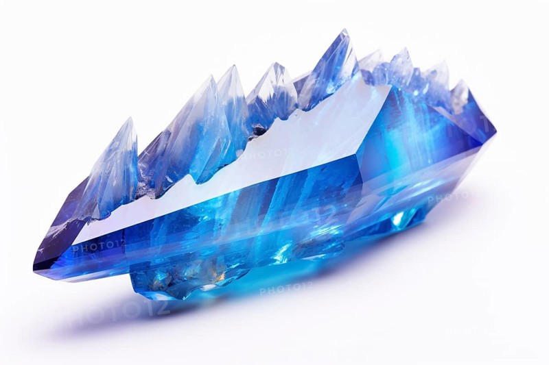 Blue Aura quartz crystal on white background. KI generiert, generiert AI generated