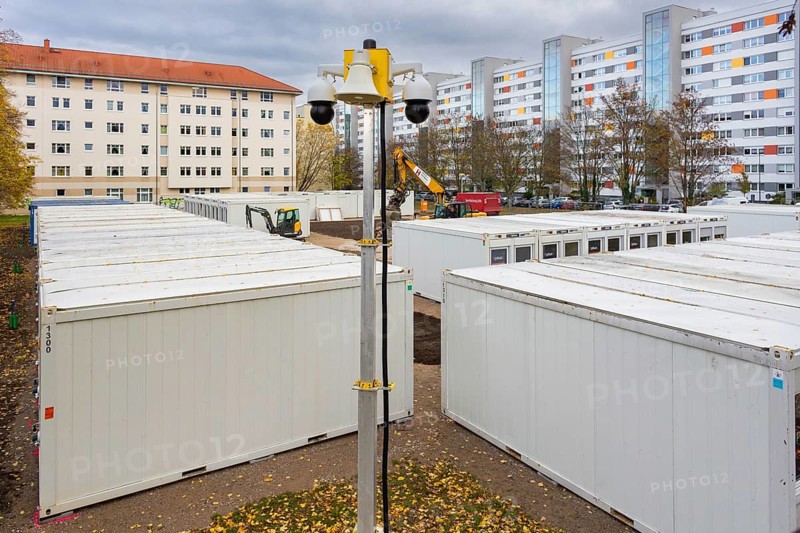 Living container for refugees, Dresden, Saxony, Germany, Europe