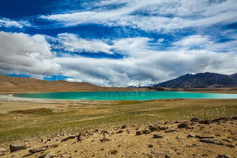 Himalayan lake Kyagar Tso in Himalayas mountains, Ladakh, India, Asia
