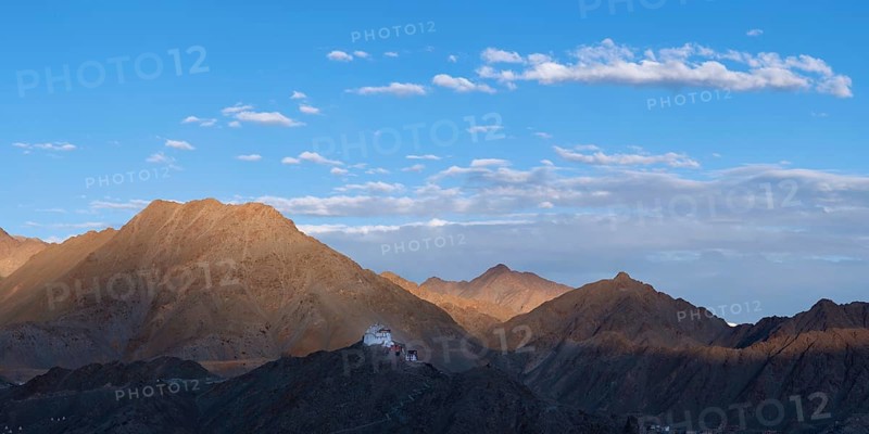 The Namgyal Tsemo Gompa monastery on Tsenmo Hill, a viewpoint over Leh, Ladakh, Jammu and Kashmir, India, Asia