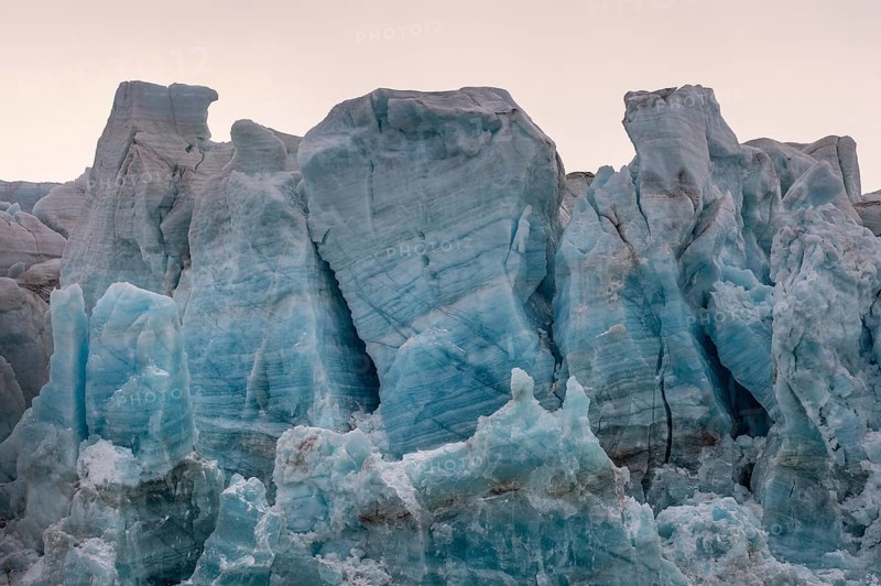 Ice formations, glacier edge of Monacobreen, Liefdefjord, Woodfjord area, Spitsbergen Island, Svalbard and Jan Mayen archipelago, Norway, Europe