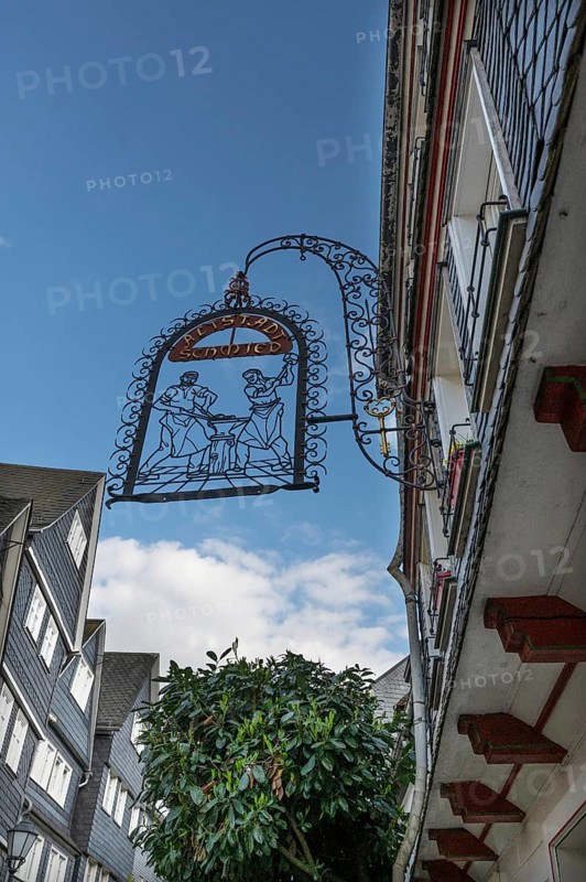 Historic nose plate from the former old town blacksmith, Old Town, Siegen, North Rhine-Westphalia, Germany, Europe