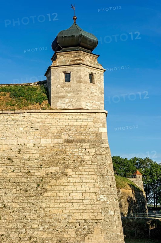 Guardhouse on fortress rampart, fortress wall, bastion Hauptwache, behind bastion Jungfrau, fortress Wülzburg, Renaissance fortification, Weißenburg in Bavaria, Altmühltal, Middle Franconia, Franconia, Bavaria, Germany, Europe