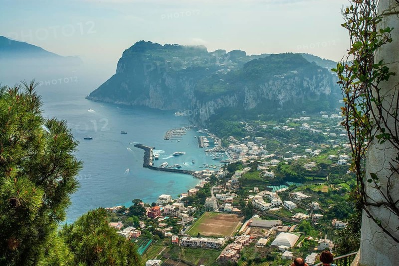 View of the coast and Marina Grande, Island of Capri, Gulf of Naples, Campania, Mediterranean Sea, Italy, Europe