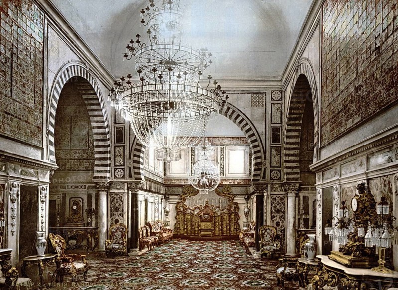 Bardo, Suburb of Tunis, Museum, Throne Room, Tunis, Tunisia, c. 1895, Historical, digitally restored reproduction from a 19th century original, Record date not stated, Africa
