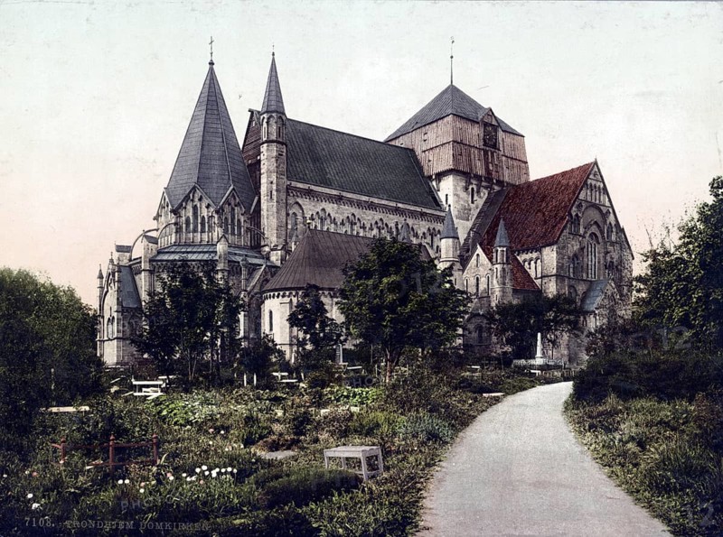 The Nidaros Cathedral, Trondheim, formerly Trondhjem, Norway, 1890, Historical, digitally restored reproduction from a 19th century original, Record date not stated, Europe