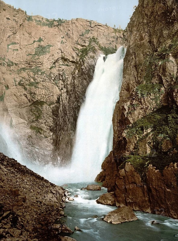 Vorinfos, Voringsfoss, Hardanger Fjord, Norway, View from 1885, Historical, digitally restored reproduction from a 19th century original, Record date not stated, Europe