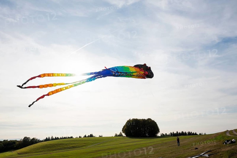 Large stunt kite, Hütten, Rickenbach, Hotzenwald, Southern Black Forest, Black Forest, Baden-Württemberg, Germany, Europe