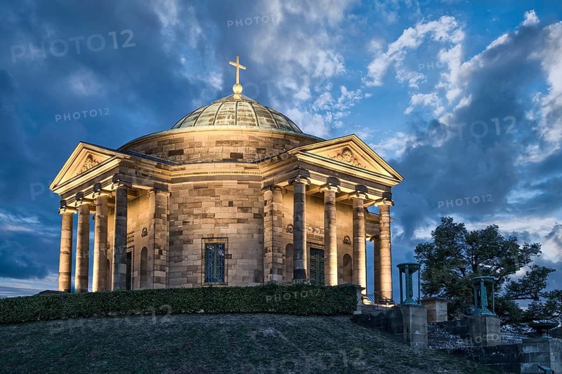 Burial chapel on the Würrtemberg in Stuttgart Rotenberg in the evening light