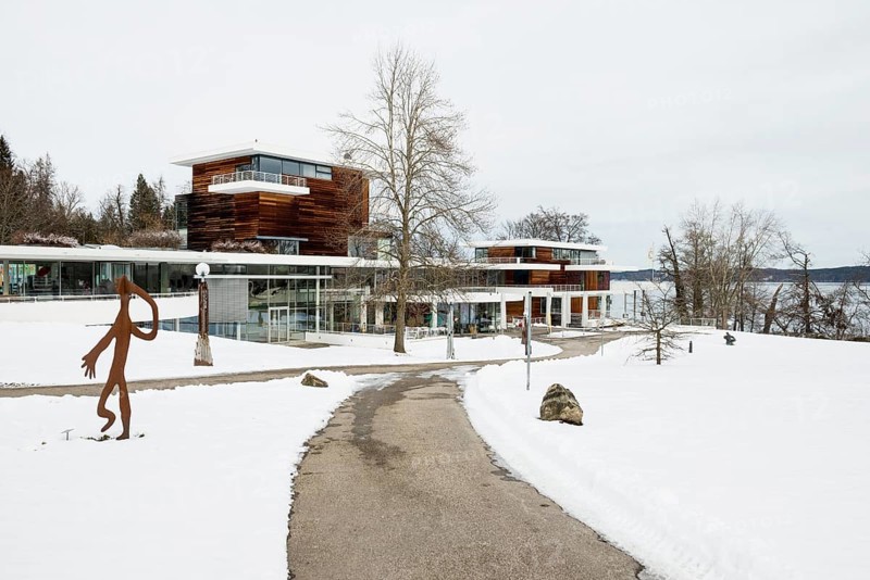 Buchheim Museum of Fantasy with snow in winter, Bernried, Lake Starnberg, Fünfseenland, Pfaffenwinkel, Upper Bavaria, Bavaria, Germany, Europe