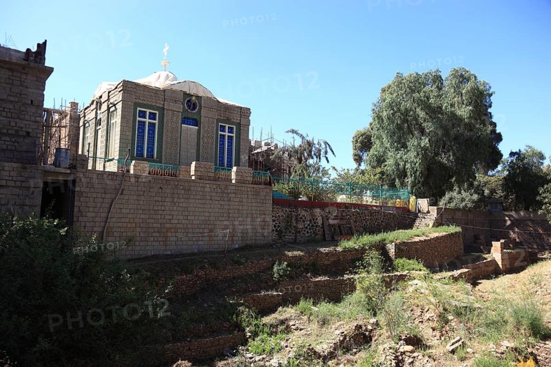 Tigray region, Axum, Aksum, chapel next to St Mary's Cathedral, according to the faith of Ethiopian Orthodox Christians, one of the most important biblical artefacts, the true Ark of the Covenant, is kept in St Mary of Zion, according to tradition it came to Ethiopia with Menelik I after he visited his father King Solomon, Ethiopia, Africa