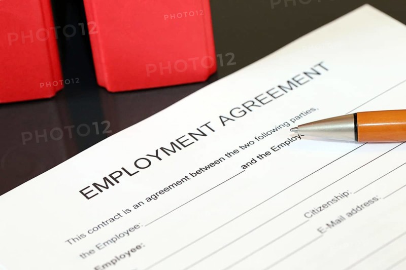 Blank form of an employment contract in English