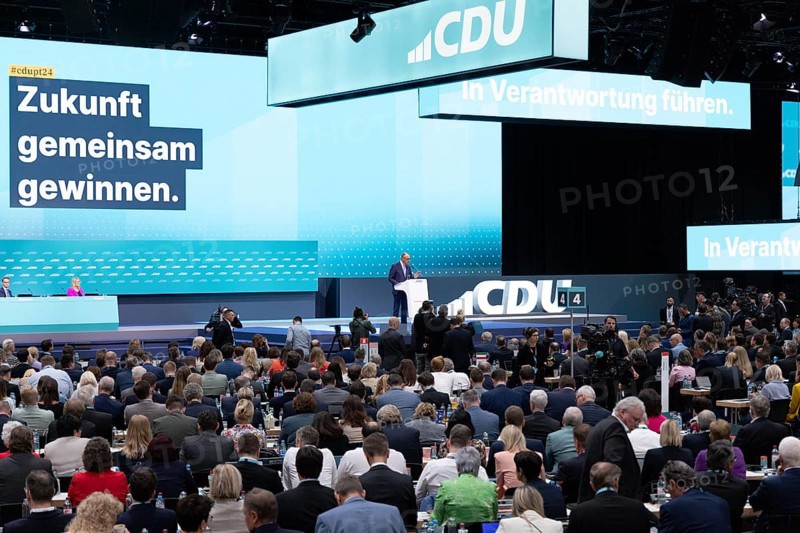 Berlin, Germany, 6 May 2024: Friedrich Merz, Chairman of the Christian Democratic Union of Germany (CDU), speaks during the CDU Germany 2024 party conference, Europe