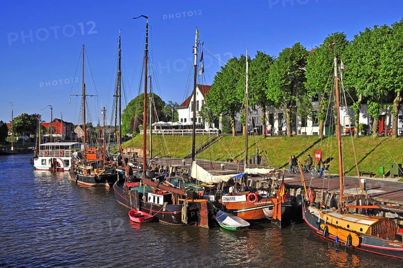 The Sielhafenmuseum in Carolinensiel, East Frisia, Lower Saxony, Federal Republic of Germany River Harle