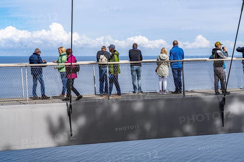 The Königsstuhl Skywalk on the chalk cliffs of Rügen, viewing platform on the famous Königsstuhl rock formation, barrier-free, in the Jasmund National Park, view of the Baltic Sea and the chalk cliff coast, between Sassnitz and Lohme, Mecklenburg-Vorpommern, Germany, Europe