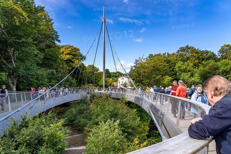 The Königsstuhl Skywalk on the chalk cliffs of Rügen, viewing platform on the famous Königsstuhl rock formation, barrier-free, in the Jasmund National Park, view of the Baltic Sea and the chalk cliff coast, between Sassnitz and Lohme, Mecklenburg-Vorpommern, Germany, Europe