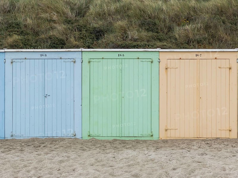 Colourful pastel beach cabins, beach, beach hut, colour, Domburg, Netherlands