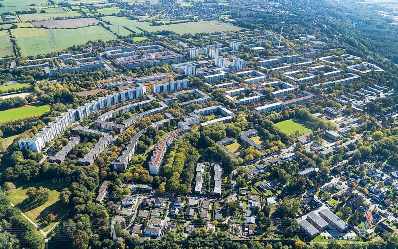 Aerial view, block of flats, estate, housing, flat, property, cooperative, Mümmelmannsberg, large housing estate, Billstedt, Hamburg