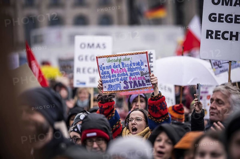 150, 000 people gather around the Bundestag in Berlin to build a human wall against the shift to the right in society. We are the firewall chanted demonstrators from a wide range of social groups. Recordings on 03.02.2024 in Berlin