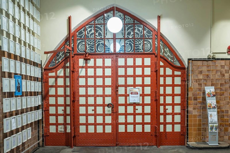 Iron-clad portal in the Art Nouveau style of the listed market hall in Stuttgart, Baden-Württemberg, Germany, which opened in 1914, Europe