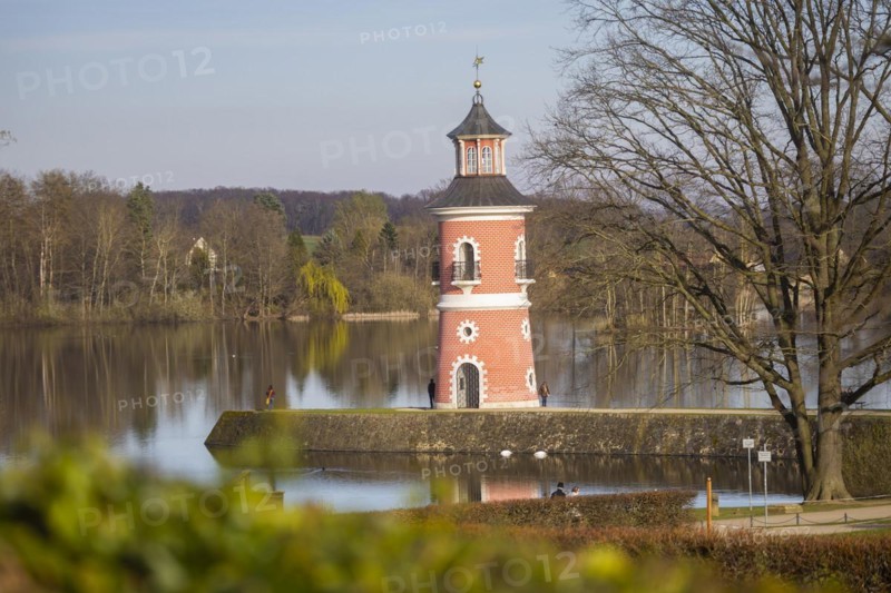 The lighthouse in Moritzburg is an inland lighthouse in Saxony. The staffage structure (folly) was built in the late 18th century as part of a backdrop for re-enacted naval battles (naumachie) . It is the only lighthouse built for this purpose in Germany and is also one of the oldest inland lighthouses in the Federal Republic of Germany, Moritzburg, Saxony, Germany, Europe