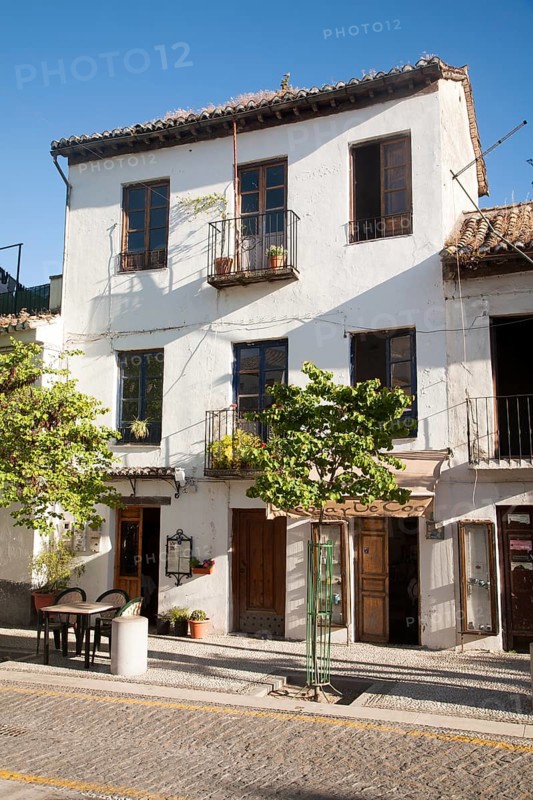 Building in historic square Placeta de San Miguel Bajo in the Albaicin district, Granada, Spain, Europe