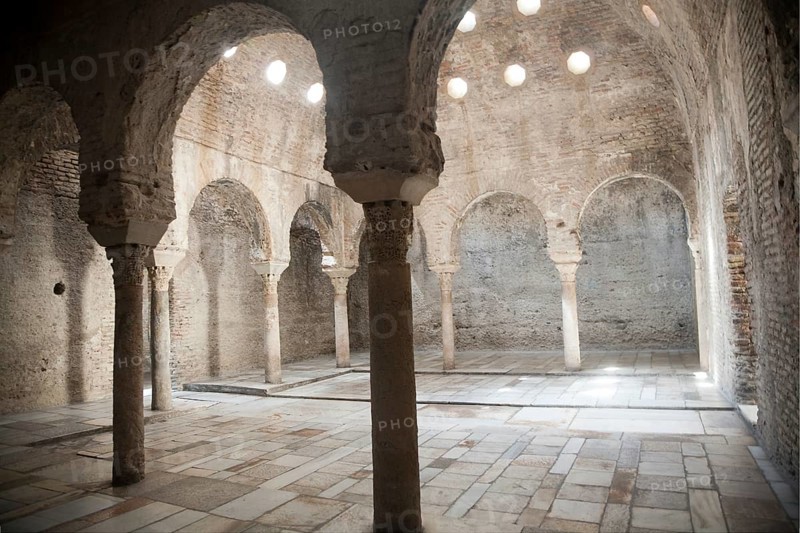 Banos Arabes, historic Arabic Baths, eleventh century Moorish public baths, Carrera del Darro, Granada, Spain, Europe