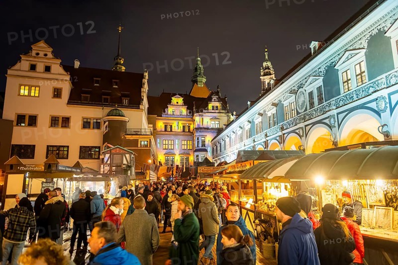 Historic Christmas Market in the Stable Courtyard of the Royal Palace, Dresden, Saxony, Germany, Europe