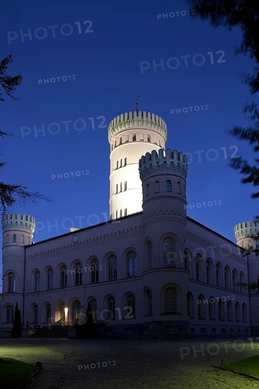 The hunting castle Granitz at night in Lancken-Granitz, Rügen, Germany, Europe